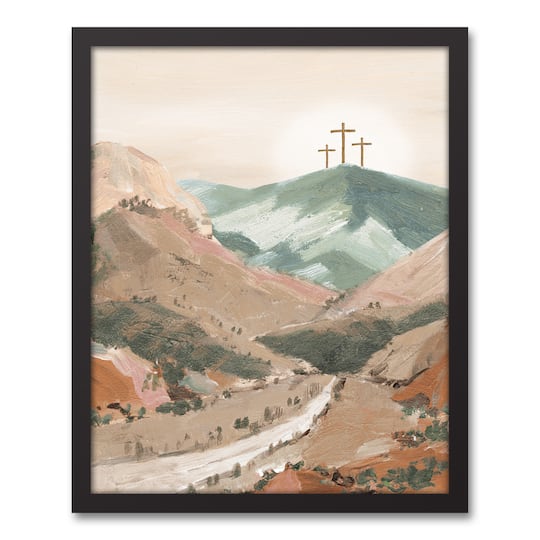 Colorful Cross Path Black Framed Canvas